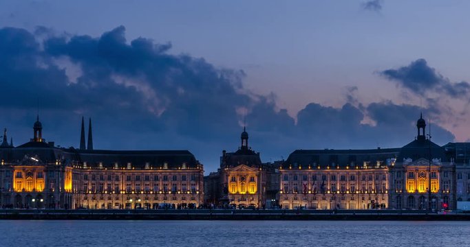 Timelapse place de la bourse jour nuit bordeaux