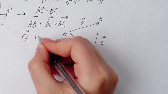Writing of mathematical formulas on paper.	Work of the mathematician.