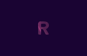 Initial R letter typography abstract dynamic grunge stripes wavy effect monogram logotype