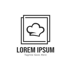 Chef logo template design with frame. minimalist chef logo vector illustration