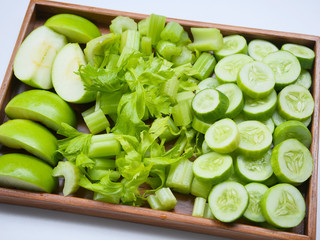 Fresh green apple, cucumber, celery