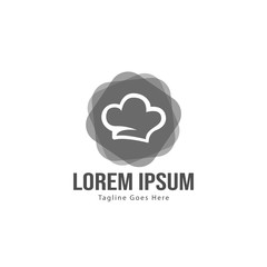 Chef logo template design with frame. minimalist chef logo vector illustration