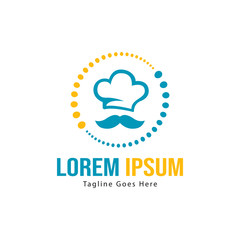 Chef logo template design with frame. minimalist Chef logo vector illustration