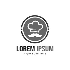 Chef logo template design with frame. minimalist Chef logo vector illustration
