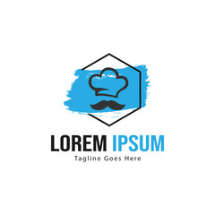 Chef logo template design with frame. minimalist Chef logo vector illustration