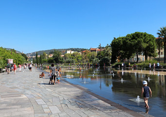 Nice - French Riviera - water mirror with water jets - Promenade du Paillon