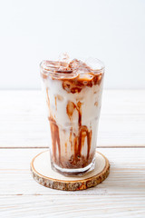 Iced chocolate milkshake drink