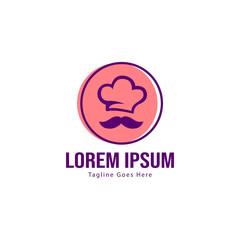 Chef logo template design with frame. minimalist Chef logo vector illustration