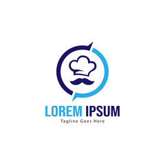 Chef logo template design with frame. minimalist Chef logo vector illustration