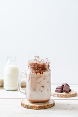 Iced chocolate milkshake drink