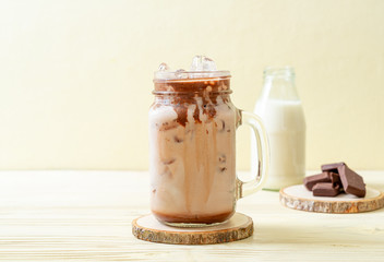 Iced chocolate milkshake drink