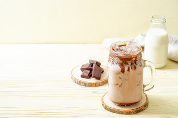Iced chocolate milkshake drink