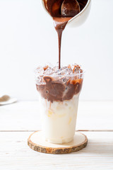Iced chocolate milkshake drink