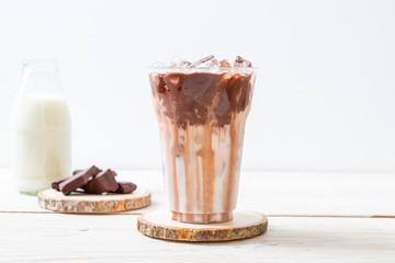 Iced chocolate milkshake drink