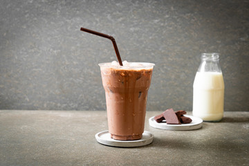 Iced chocolate milkshake drink