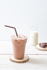 Iced chocolate milkshake drink