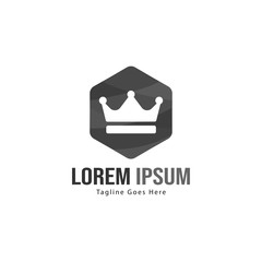 Crown logo template design with frame. minimalist crown logo vector illustration