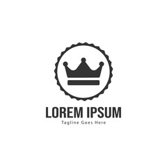 Crown logo template design with frame. minimalist crown logo vector illustration