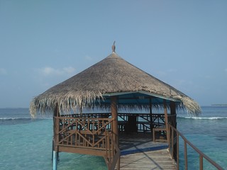 A hut build into the reef/ocean