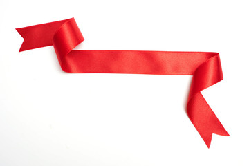red ribbon banner on white