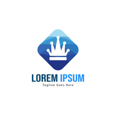 Crown logo template design with frame. minimalist crown logo vector illustration