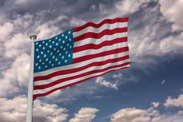 American flag fluttering in the wind