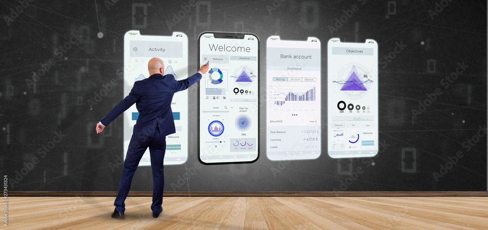 Poster application interface ui on a smartphone - 3d rendering