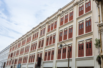 Old Chinese-style building in which the building is made of wood and cement in singapore.