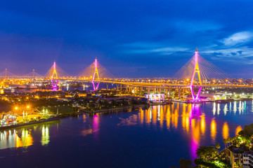 Bhumibol Bridge is one of the most beautiful bridges in Thailand and area view for Bangkok.The name of this bridge comes from the name of The king of Thailand. Translate text