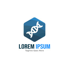 DNA logo template design with frame. minimalist DNA logo vector illustration