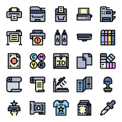 Printer and plotter outline color icons