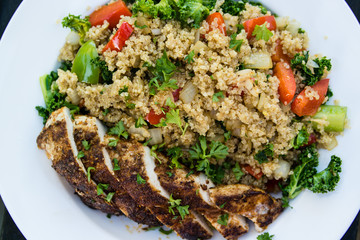 Grilled chicken and quinoa plate