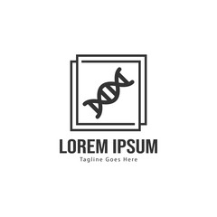 DNA logo template design with frame. minimalist DNA logo vector illustration