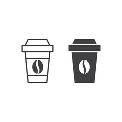 Disposable coffee cup. Vector icon template