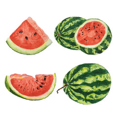 watercolour watermelon isolated on white background