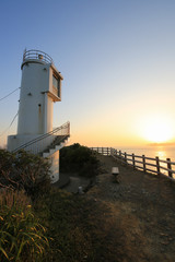徳島県阿南市　朝の蒲生田岬灯台