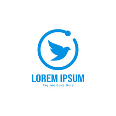 Dove logo template design with frame. minimalist dove logo vector illustration
