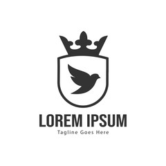 Dove logo template design with frame. minimalist dove logo vector illustration