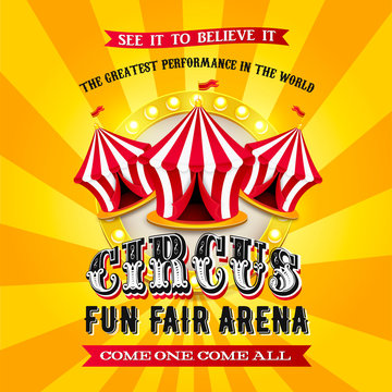 Vector Circus banner. Classical Circus tent.