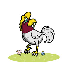 chicken of zodiac freehand sketch on white background