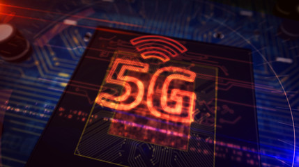 CPU on board with projector symbol hologram