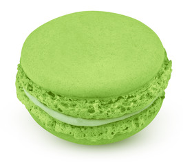 one macaroon cookie isolated on white background