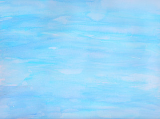 流れる水面　水彩絵の具の水色背景