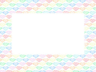 カラフルなダイヤモンドの背景　切り抜きフレーム