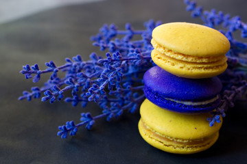 macaroons with a sprig of lavender