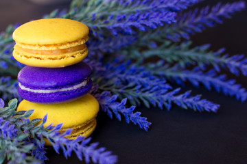 macaroons with a sprig of lavender
