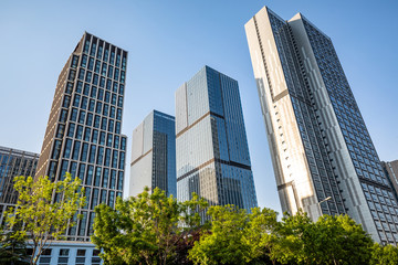 Low angle shot of modern glass building