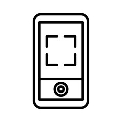 Mobile phone icon vector, line art outline style of smartphone symbol, simple linear cellphone pictogram isolated on white