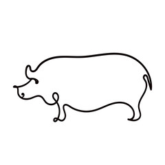 One line drawing of pig