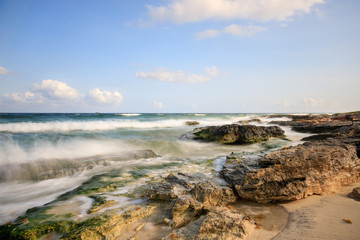 A colorful long exposure of the waves in Mexico